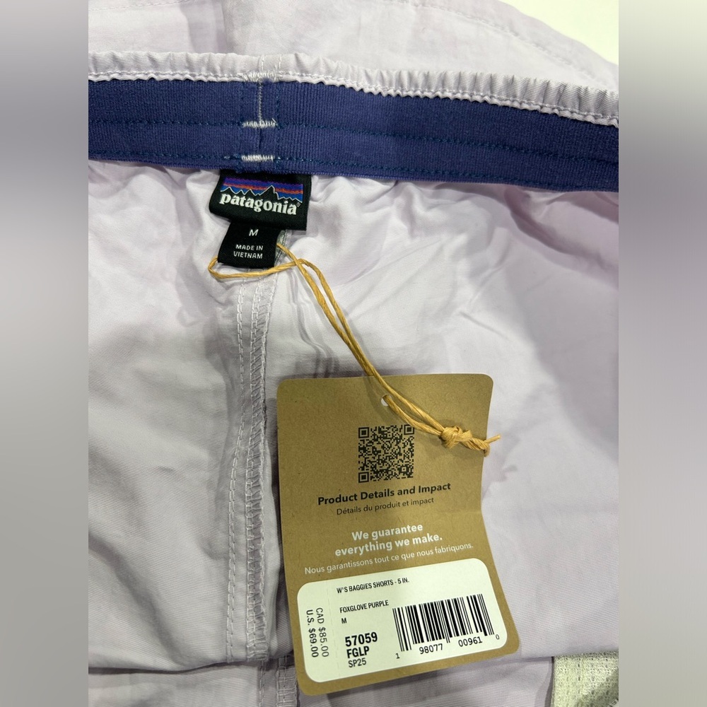 Patagonia Women's Size Medium 5” Baggies Shorts Foxglove Purple Lavender NWT - Picture 6 of 7